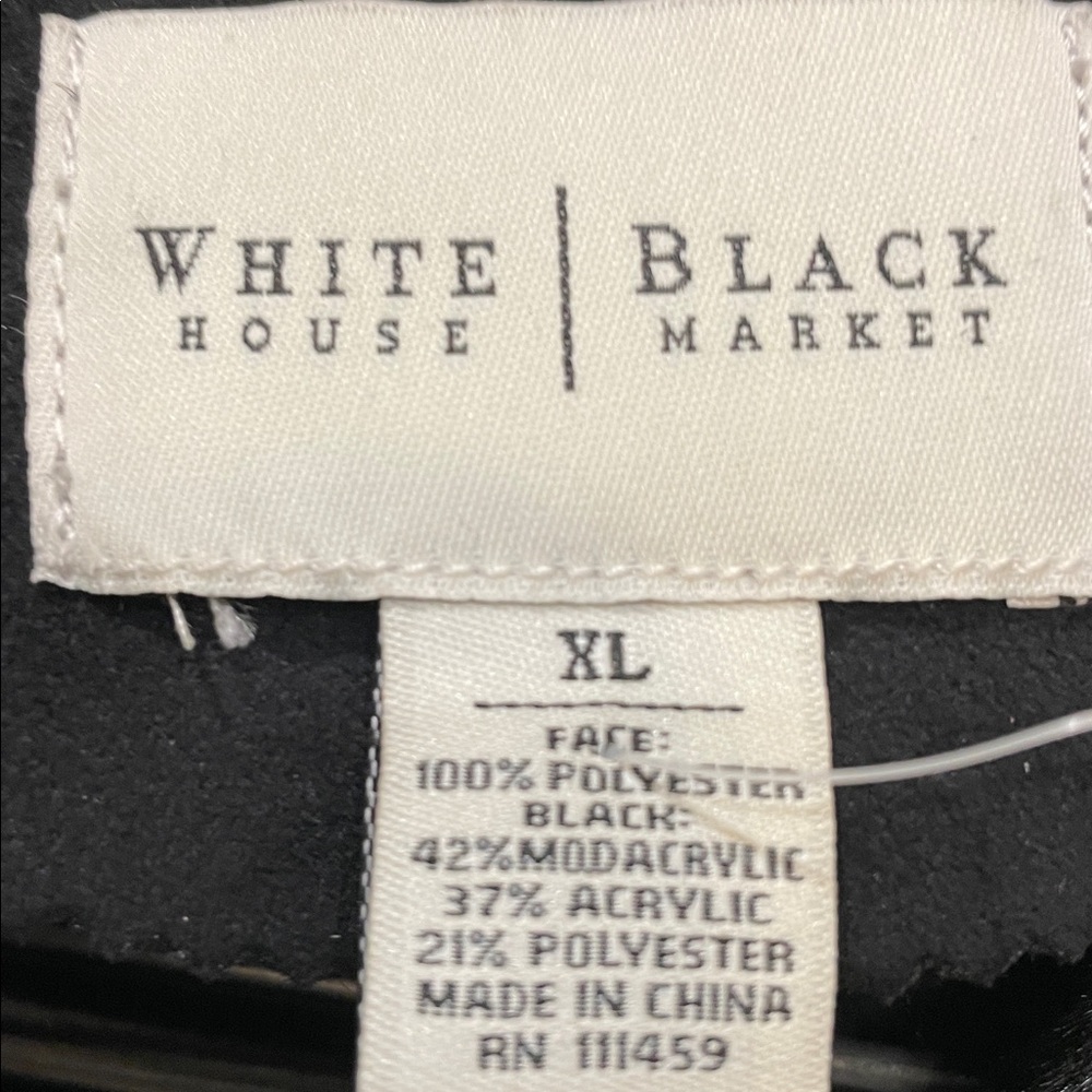 White House Black Market Dark Teddy Jacket with Plush Collar - Picture 9 of 9